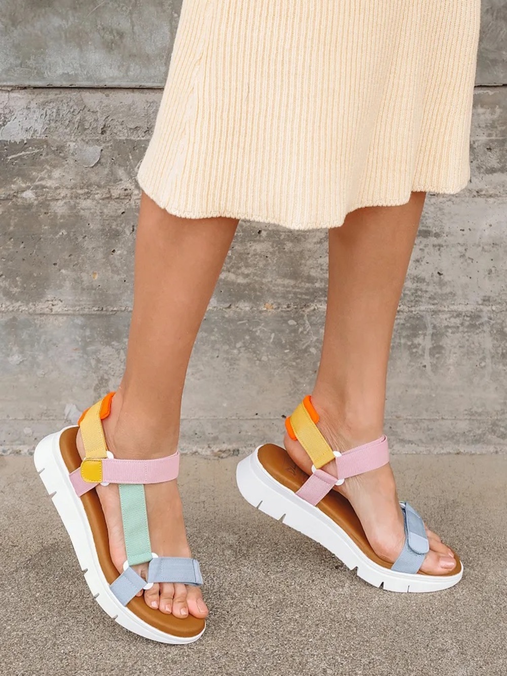 Dirty Laundry Colorblock Strap Sandals - Pastel Multicolor
